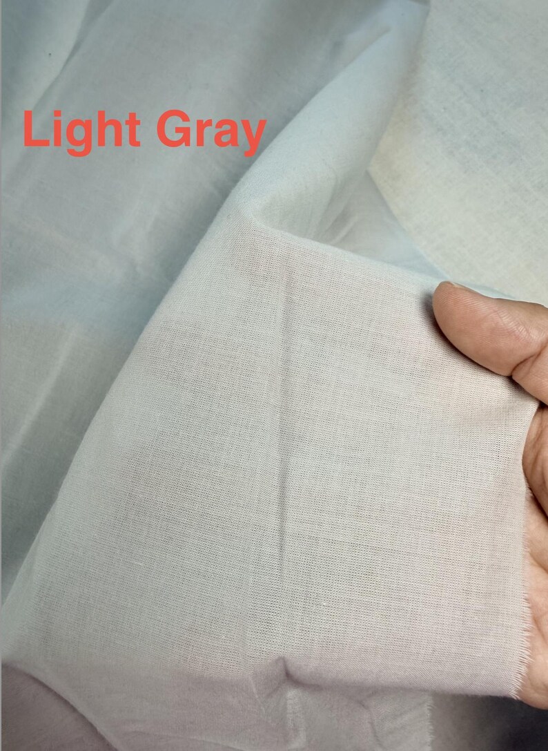 80s Cotton Lining Fabric - High Thread Count, 57" Wide, Price for 1/2 yard Light Gray