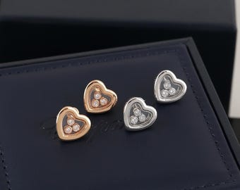 Mode süße Herz Ohrringe Drei Perlen S925 Silber 18k Rose vergoldet Ohrstecker Frauen Geschenk