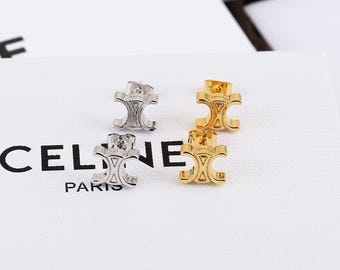 Orecchini a perno placcati in oro 18 carati, stile minimalista, regalo per donna.