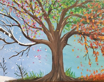 Tree of life cycle of life 4 seasons tree Original Painting art