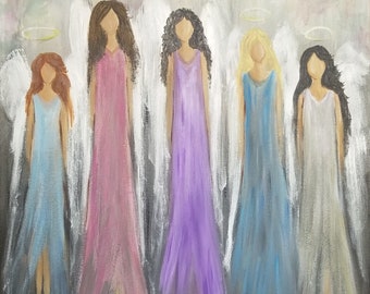 Angels Calling abstract wings dress beauty  home decor love spiritual soul art painting