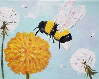 Bumblebee and dandelions art Painting