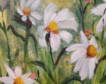 Daisies and wildflowers floral art Original Painting flowers nature