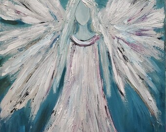 Angel abstract wings dress spiritual Art painting memorial special gift