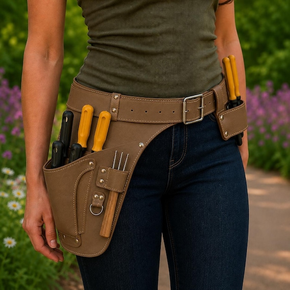Garden Tool Belt for Florists & Gardeners + FREE Cowhide Keychain