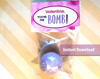 You're the Bomb Valentine Cards, boy/girl, Bath Bomb Valentine, School Valentine, Printable Kids Valentine, Valentines Day, INSTANT DOWNLOAD