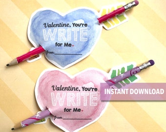 WRITE for me Valentine Cards, Glow Stick Valentine, Valentines School, Printable Kids Valentines, Valentines Day, INSTANT DOWNLOAD