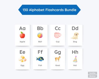 130 ABC Printable Alphabets Flashcards Bundle