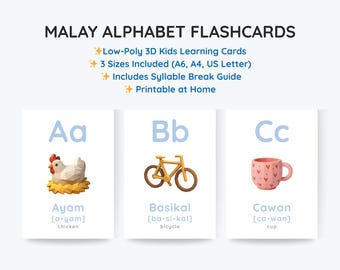 Malay Alphabet Flashcards A-Z