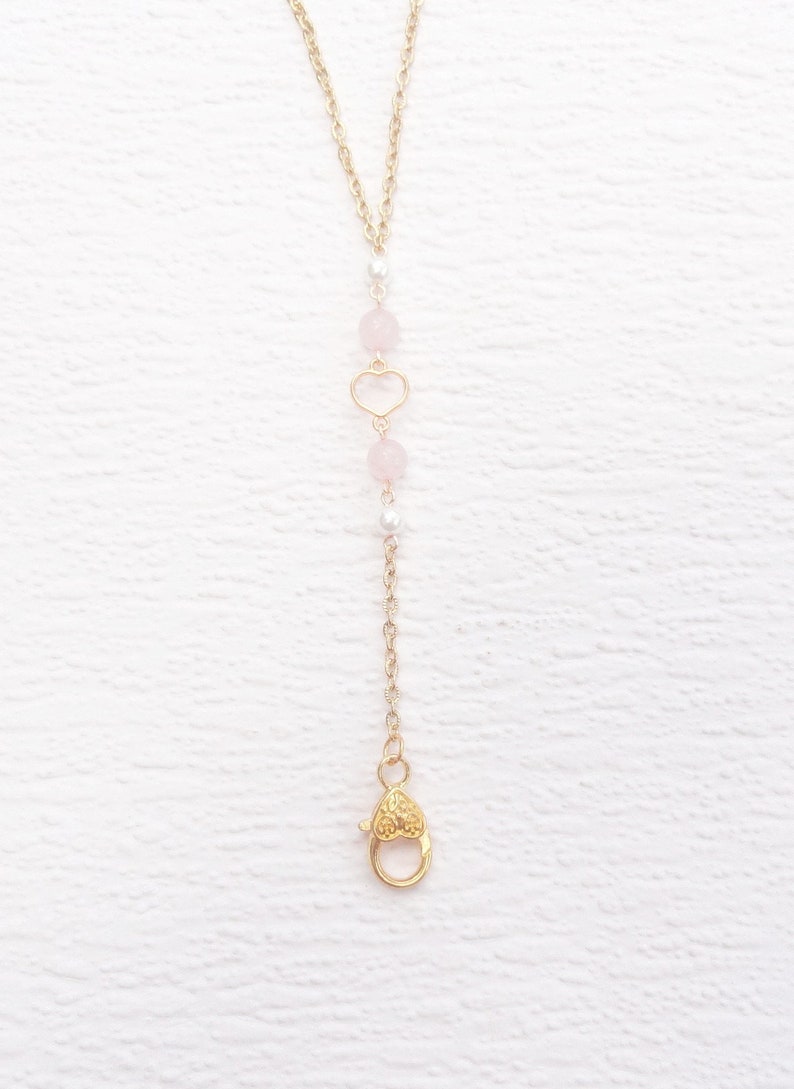 Pink Lanyard Gold ID Badge Holder Rose Quartz Lanyard Etsy