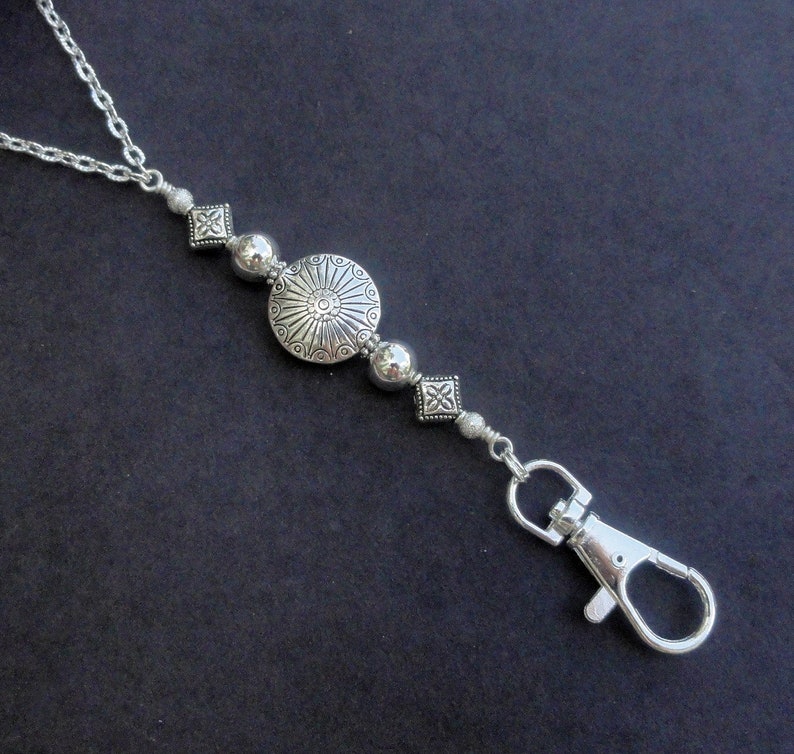 Lanyard Silver Silver ID Badge Holder Silver Necklace Etsy