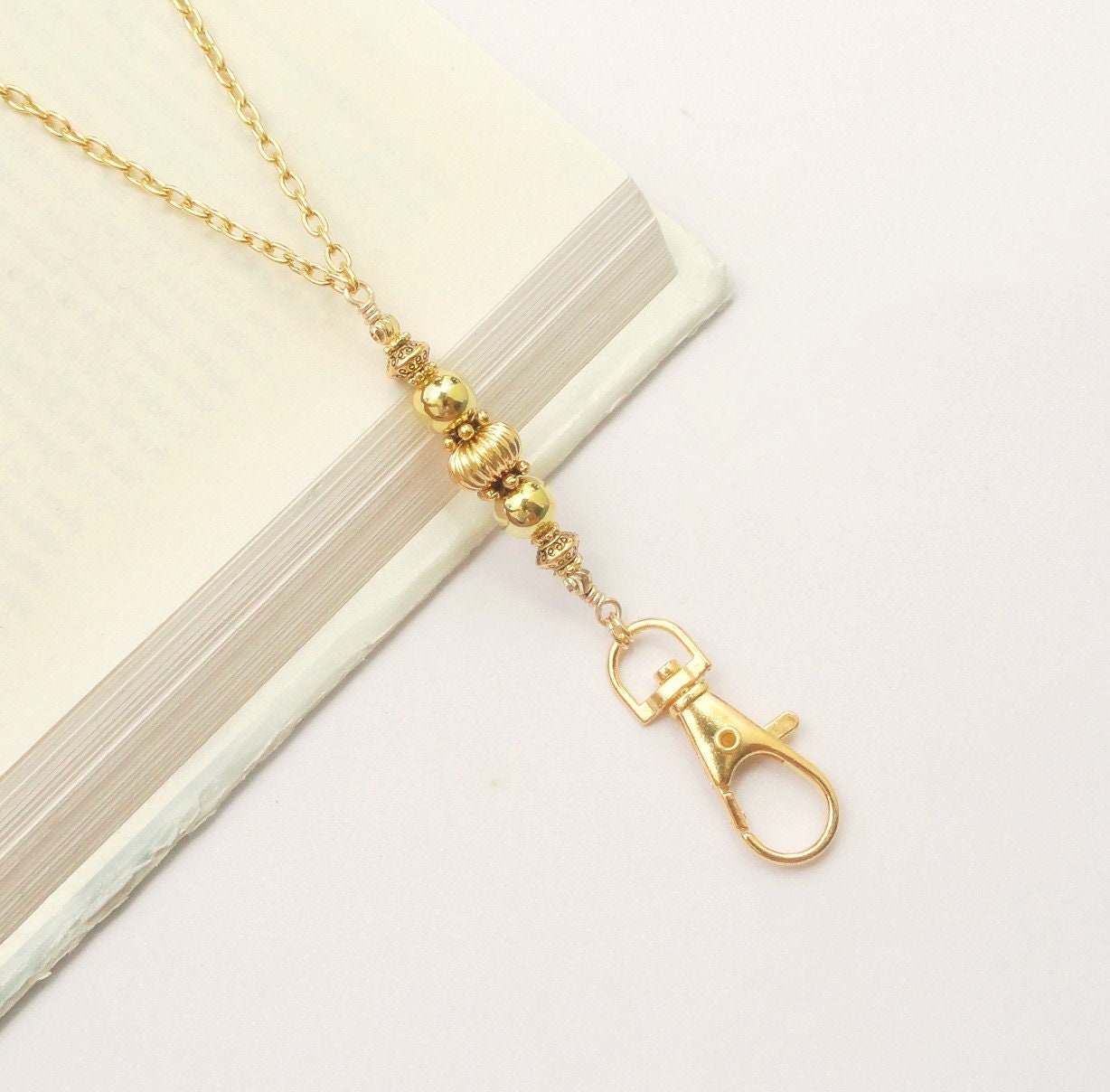 Gold Lanyard Gold Necklace Lanyard Gold ID Badge Holder ID Etsy