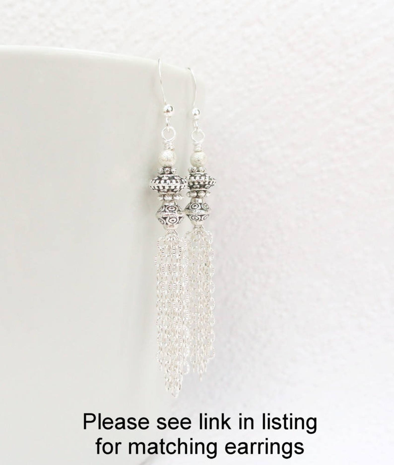 Silver Tassel Necklace Long Tassel Necklace Large Silver Etsy Australia