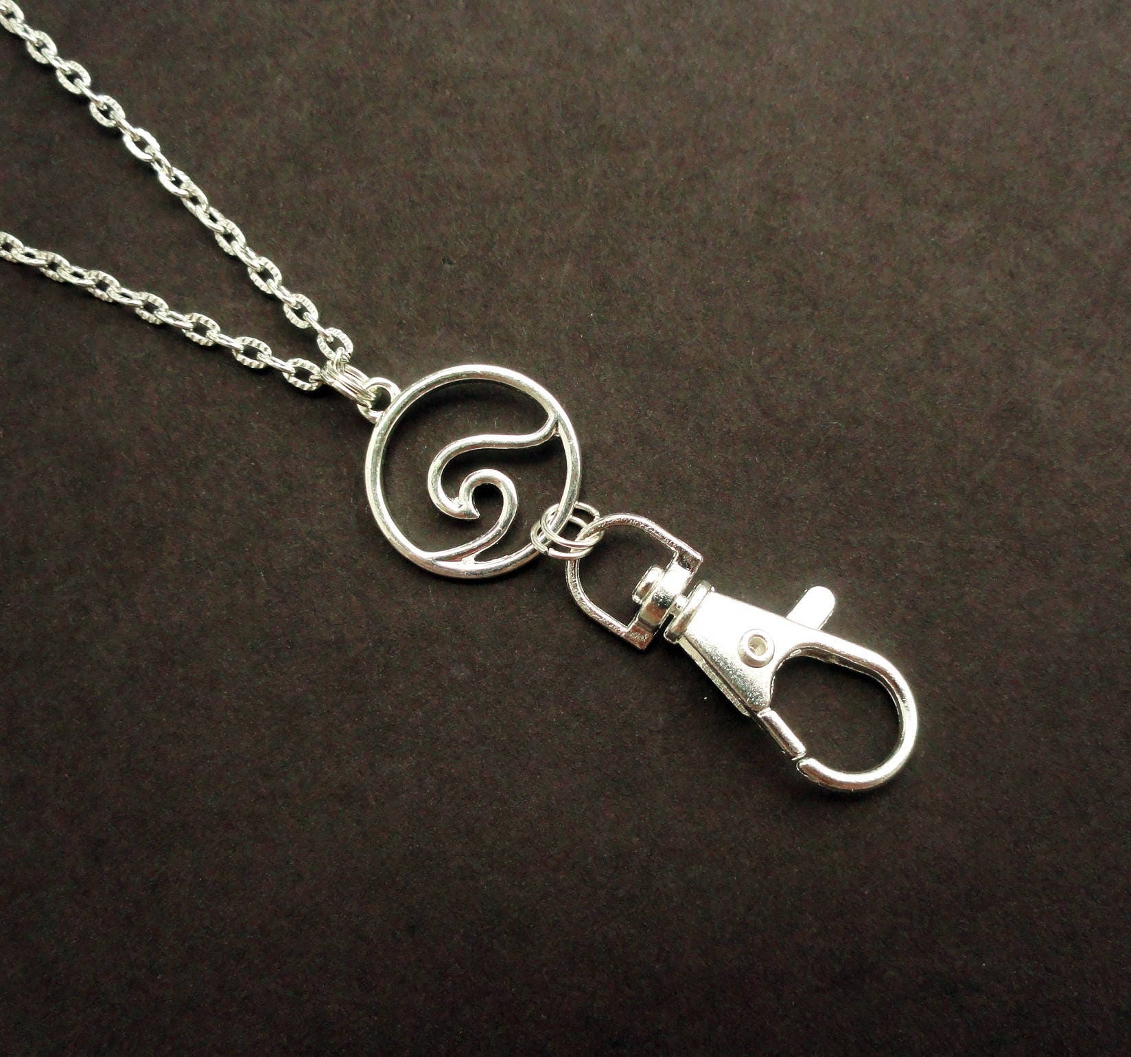 Lanyard Silver Wave ID Badge Holder Necklace Wave Boho Etsy