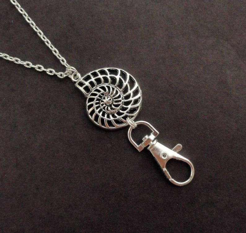 Silver Lanyard Necklace Shell Lanyard Silver ID Badge Holder Etsy