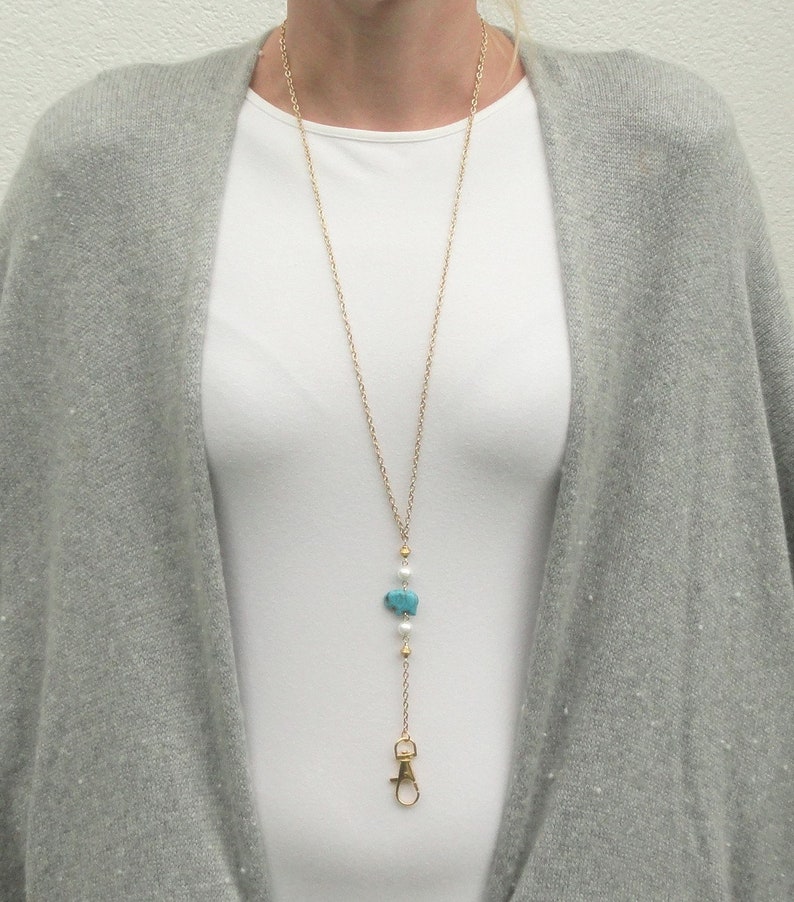 Cruise Lanyard Teacher Elephant Lanyard Pearl ID Badge Lanyard Gold ID Badge Holder Turquoise Elephant Lanyard Necklace Lanyard Pearl