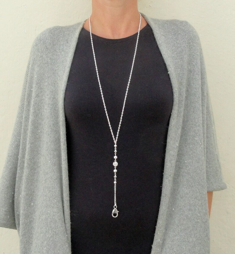 Silver Beaded Lanyard Necklace Lanyard Silver ID Badge Etsy