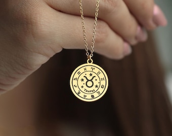 Taurus Zodiac Necklace – April May Birthday Gift in Silver, Rose Gold, or 18K Gold – Astrology Necklace for Everyone – Horoscope Jewelry