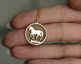 Personalized Horse Necklace: Sterling Silver Equestrian Gift