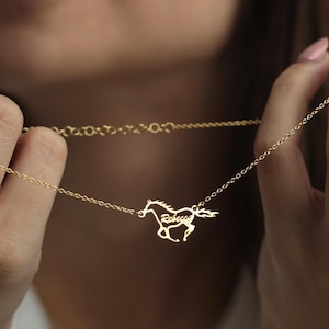 Personalized Horse Necklace: Sterling Silver Equestrian Gift