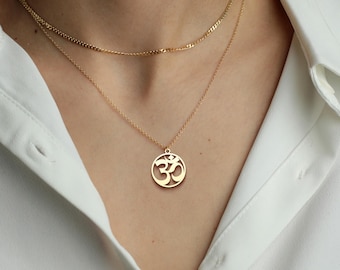 Ohm Om Necklace – Spiritual Symbol Pendant in Silver, Rose Gold,Gold – Yoga Jewelry, Mindfulness Gift, Yoga Teacher Gift, Aum Charm Necklace