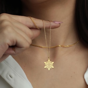 Sterling Silver Snowflake Necklace: Minimalist Winter Holiday Jewelry
