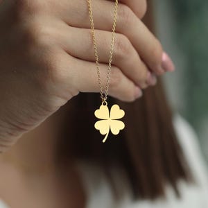 Sterling Silver Clover Necklace: Minimalist Lucky Charm, Gift Box