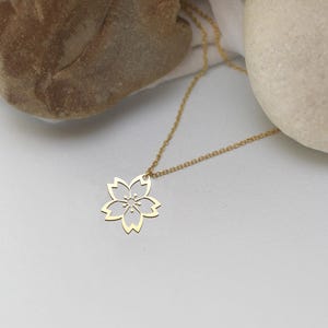 Sakura Cherry Blossom Necklace: Sterling Silver, Rose Gold, or 18K Gold