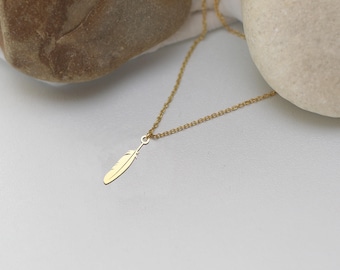Collier de plumes : symbole de liberté et d'espoir, argent sterling, or rose ou or 18 carats