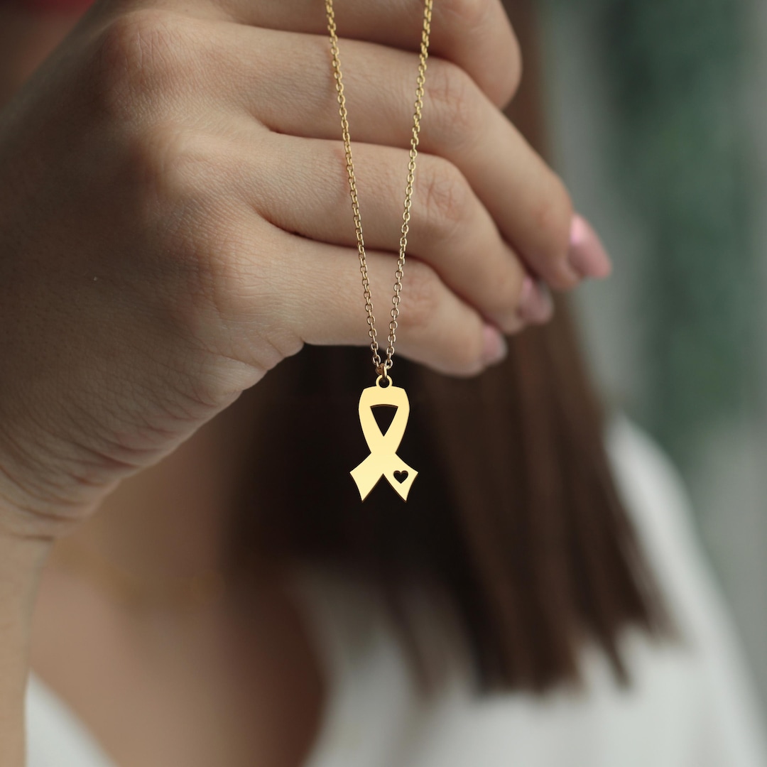 Cancer Ribbon Necklace: Sterling Silver Awareness Pendant, Survivor ...