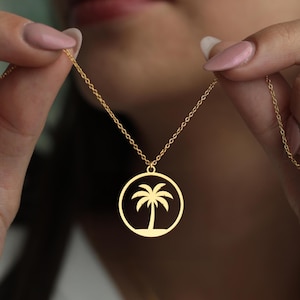 Minimalist Palm Tree Necklace: Sterling Silver, Rose Gold, or 18K Gold