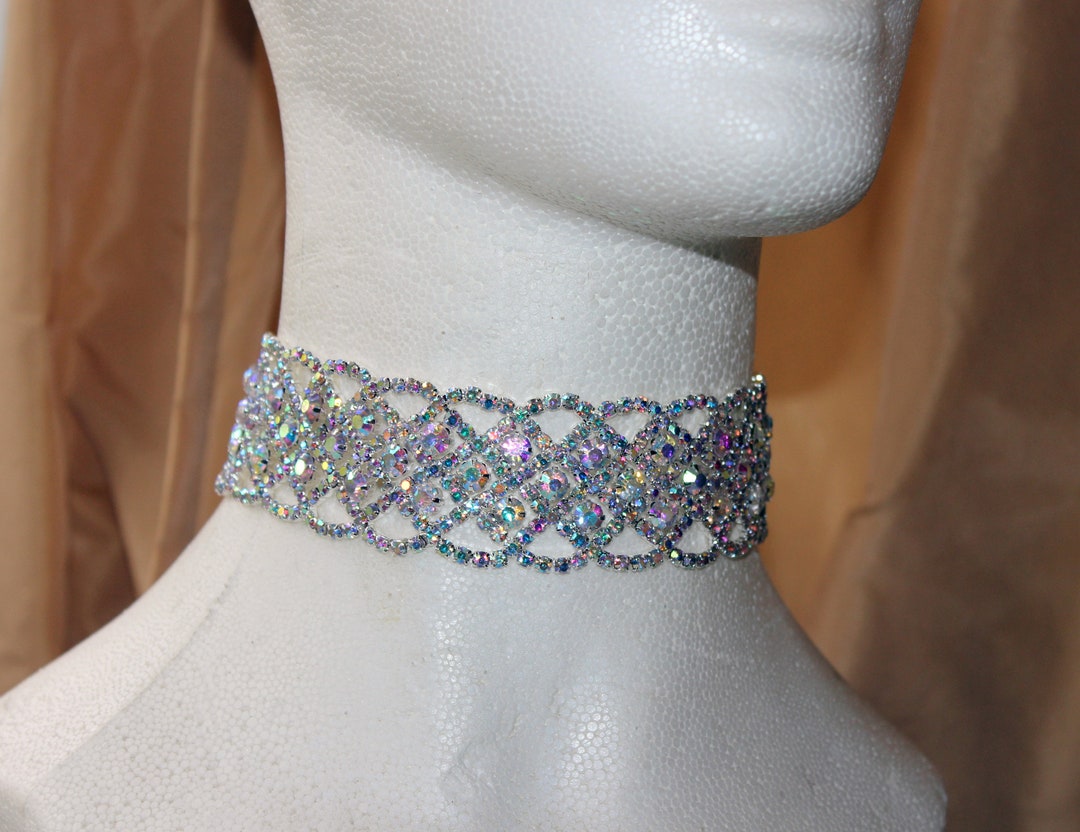 Ab Silver Choker, Crystal Choker, Bridal Choker, Gold Jewelry, Bridal ...