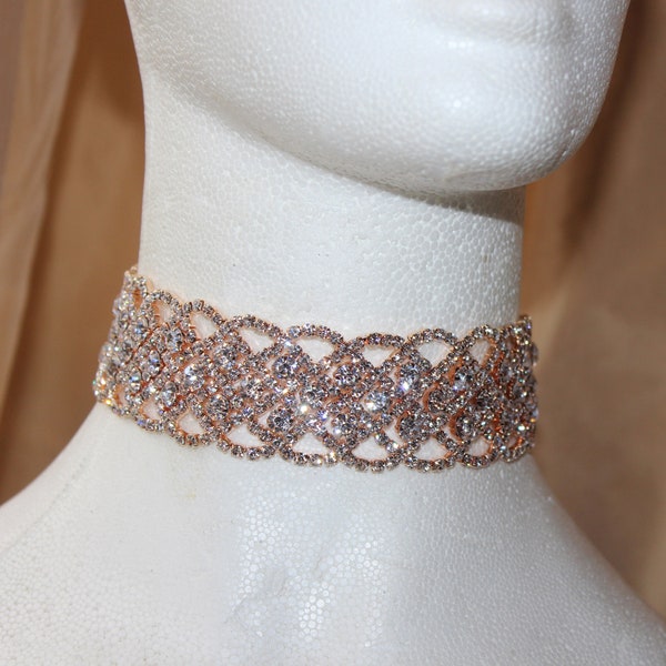 Rose gold choker, crystal choker, bridal choker, rose gold jewelry, bridal necklace, crystal necklace, rhinestone necklace, wedding jewelry