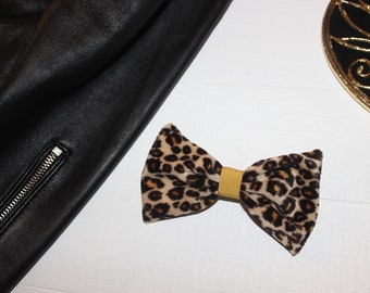 Leopard Bow, Velvet Bow, Leopard velvet bow, Hair bow, Animal print bow, bow, elver hair bow, hair bow barrette, Barrette, Leopard Barrette