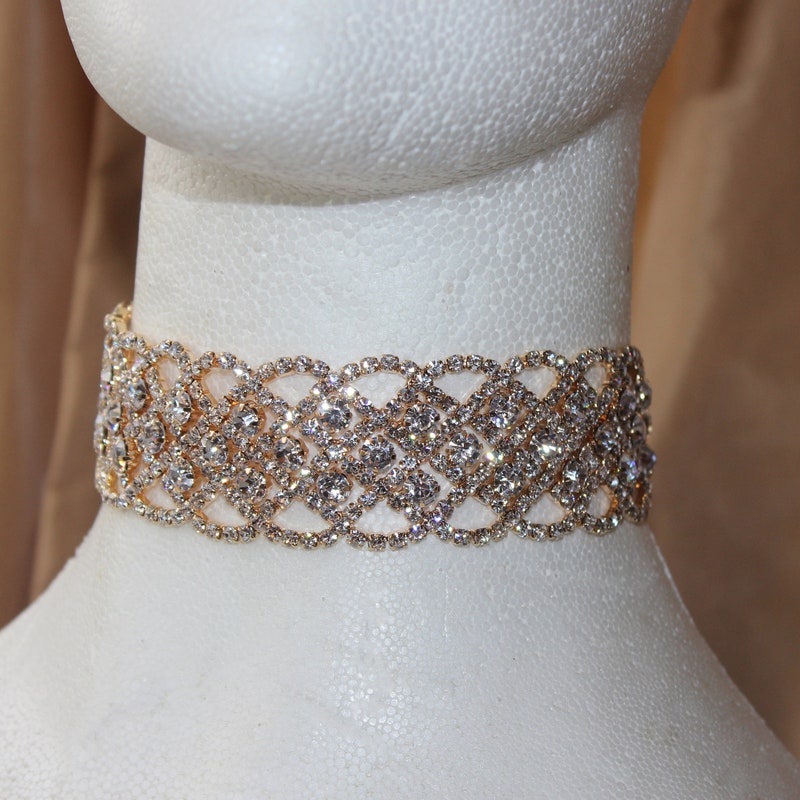 Gold Rhinestone Belt Tie Choker main image 1