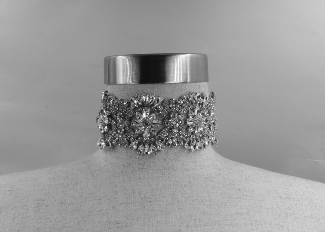 Silver Choker, Crystal Choker, Bridal Choker, Rose Gold Jewelry, Bridal Necklace, Crystal