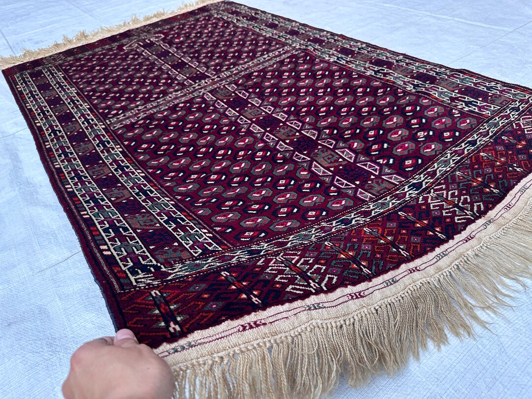 Hatchli Rug Famous Antique Turkmen Hatchli Rug, Tribal Ensi Design, 4x6 Ft ...