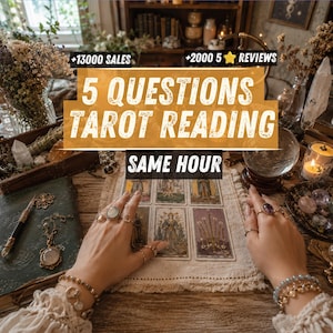 Tarotläsning med 5 frågor, kärleksmedium, korrekt medium, framtidsprognoser, relationsinsikter, själsfrände