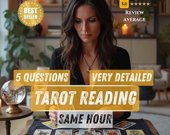 Lectura de Tarot de 5 Preguntas, Lectura Psíquica del Amor en la Misma Hora, Médium Preciso, Predicciones del Futuro, Perspectivas sobre Relaciones, Lectura de Almas Gemelas