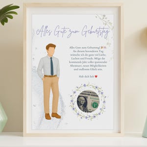 Geldgeschenk für Ihn zum Ausdrucken | Bearbeitbarer Canva Bargeldhalterrahmen | Geburtstag, Liebe, Papa, Staffelung, Überraschung, Romantische Geschenkidee