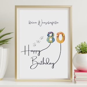 80th Birthday Money Gift, Cash Frame for Grandma Grandpa, Printable Birthday Gift for Mum Dad, Unique Keepsake for 80 Years