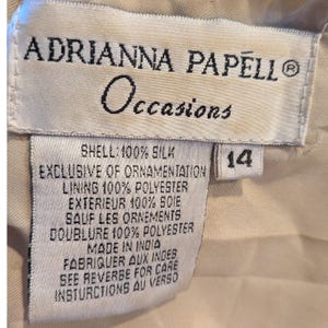 Vintage Adrianna Papell Cottagecore Old Money 14 BeigeBrown Beads Silk FloralTop image 8