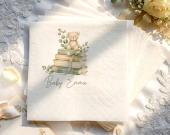 Custom Book Baby Shower Napkins, A New Chapter Baby Shower Napkins, Birthday Baby Cocktail Napkins