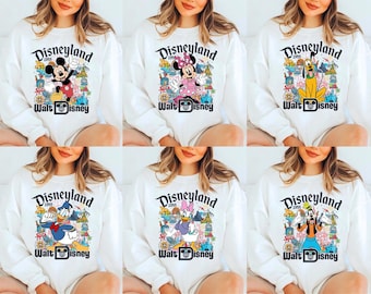 Retro Walt Disney's Disneyland All Characters Shirt, Disney Family Trip Shirt, Mickey and Friends, Disneyland Shirt, Personalized Disney Tee
