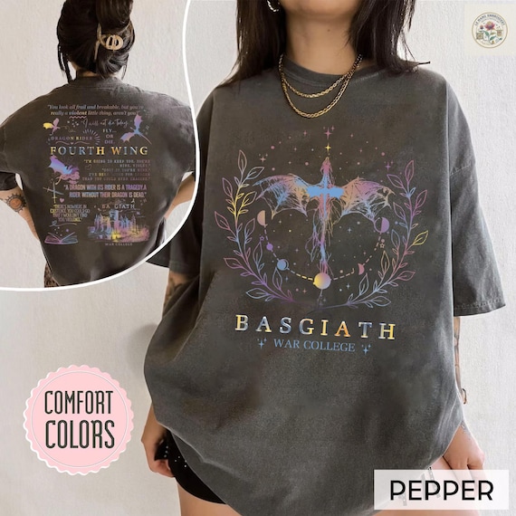 Basgiath War College 2-Sided Sweatshirt, Fourth Wing Shirt, Dragon Rider Shirt, Fourth Wing Hoodie, Violet, Bookish Shirt