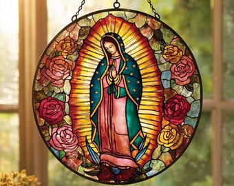 Lady of Guadalupe Suncatcher, Religious Virgin Mary Suncatcher, Religious Virgin Mary, Mother of God, Catholic Suncatcher, Window Hanging