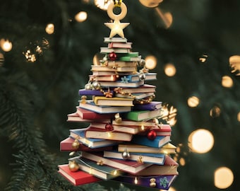 Personalized Acrylic Christmas Tree Ornament 2025 - Merry Book Christmas Gift for Book Lovers, Back to School 2025