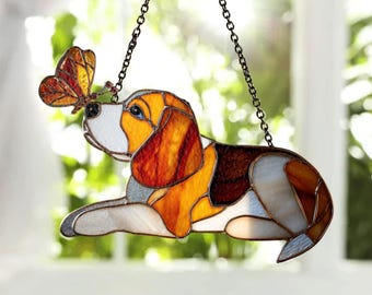 Adorno atrapasol acrílico de Beagle: colgante para ventana, regalo para amantes de los beagles, regalo de Navidad para mamás de perros, recuerdo para mascotas