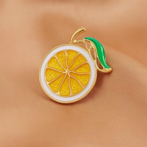 Orange Slice Enamel Brooch Pin: Citrus Summer Jewelry