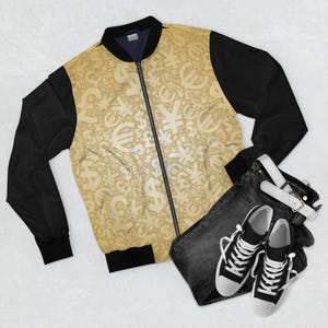 Currency Print Men&#39;s Bomber Jacket - Stylish Streetwear, Gift for Trendsetters, Fashionable Layering Piece, Unique Outerwear, Ideal for